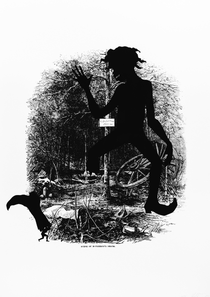 Kara Walker, "Scene of McPherson's Death," from "Harper's Pictorial History of the Civil War," 2005; offset lithography and screenprint. Collection Daum Museum of Contemporary Art.