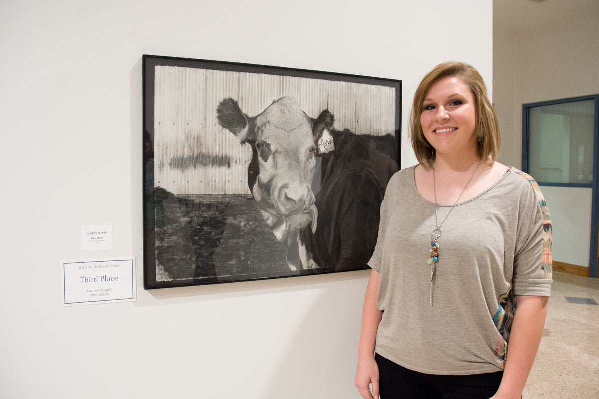 Lauren Yeager, "Miss Marie," 2015, charcoal on paper. Third Place winner at the "2015 Student Exhibition."