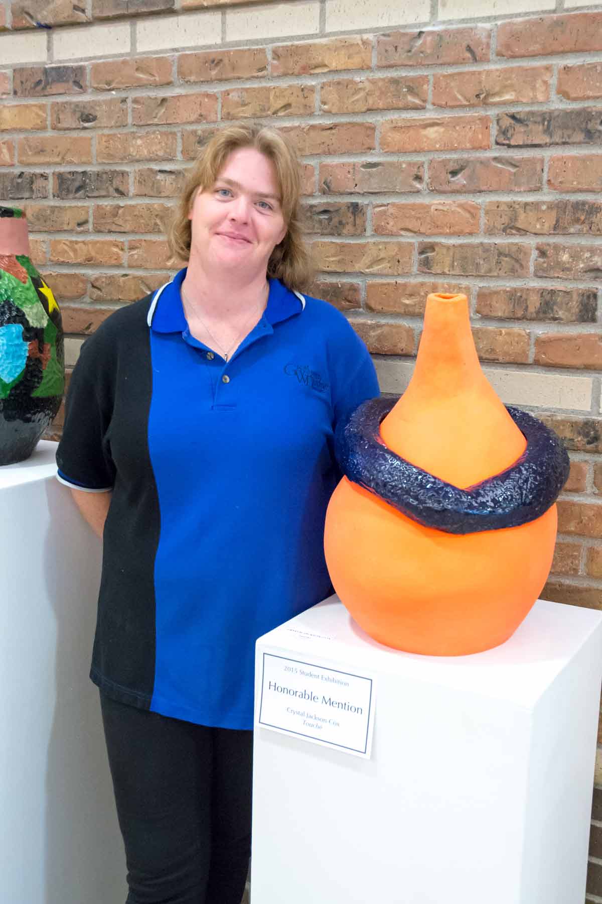 Crystal Jackson-Cox, "Touche," 2015, glazed earthenware. Honorable Mention at the "2015 Student Exhibition."