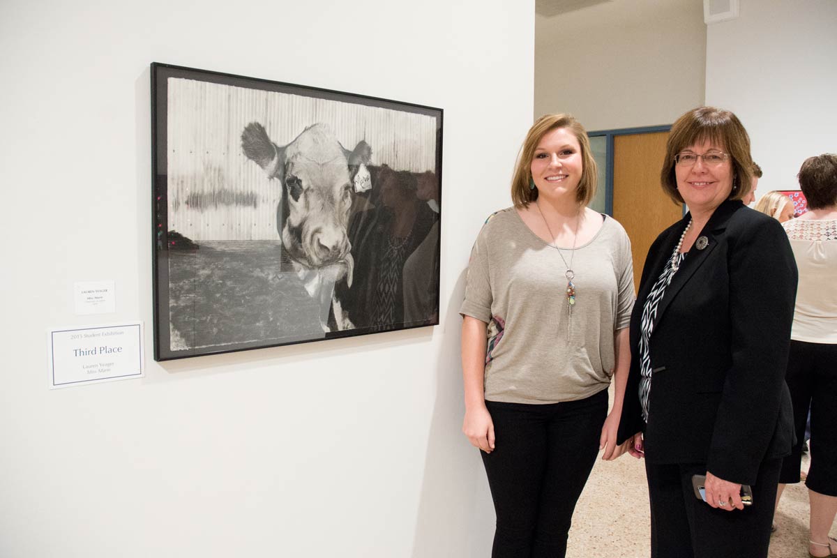 Dr. Joanna Anderson and Lauren Yeager with Lauren's award winning piece "Miss Marie."