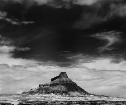 William Clift, "Factory Butte, Utah," 1975; gelatin silver print. Gift of P. John Owen in memory of P. Cecil Owen and Marceille F. Owen.