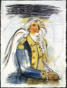 Larry Rivers, “Bald Eagle George and Part of the Constitution,” 1987; lithograph in 14 colors, gift of Dr. Harold F. Daum. Collection Daum Museum of Contemporary Art.
