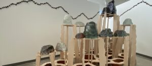 Jeannie Hulen, "GIBBERISH," 2023; ceramic and mixed media installation. Courtesy of the artist.