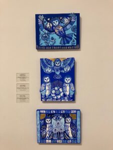 Katie Rodick, "Midnight Breakthrough", "Midnight Symphony", "The Garden of Becoming", 2024; Gouache and gold leaf on birch wood panel; Courtesy of artist.