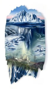 Lindsey Dunnagan, "Descending Ether", 2022; oil on panel.