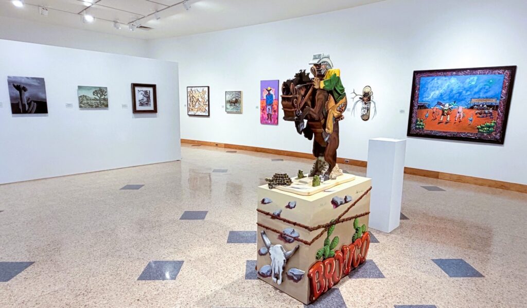 Installation shot of Bob Culver's "Bronco Buster", 2025.