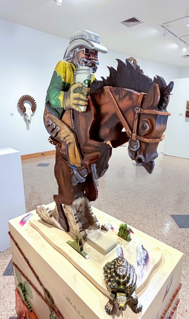 Installation shot of Bob Culver's "Bronco Buster", 2025.