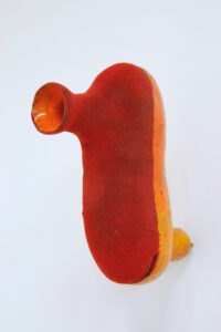 Jim Shrosbree, "Tom Tom (Blaze), 1999; Glazed earthenware with flocking.